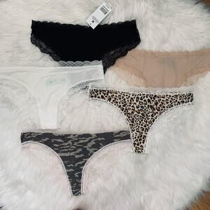 New Honeydew 5-piece Aiden Hipster lace trim thongs